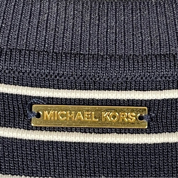 Michael Kors Ottoman Stripe Navy Bodycon Dress Women's Size Large - Picture 4 of 11